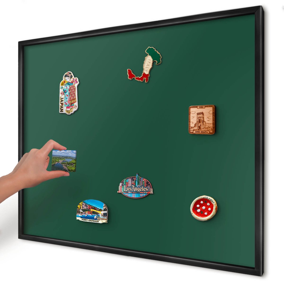 Artprintcave Groente Magneetbord mit Zwart Frame - 80x60 cm - Flesgroen Wandbord Magnetisch - Minimalist Magnetisch Bord Voor Magneten - Achtergronden En Patronen