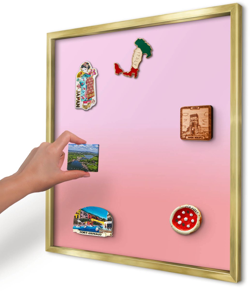 Artprintcave Roze Magneetbord mit Gouden Frame - 50x50 cm - Zachte Helling Magnetisch Bord - Minimalist Wandbord Magnetisch - Achtergronden En Patronen