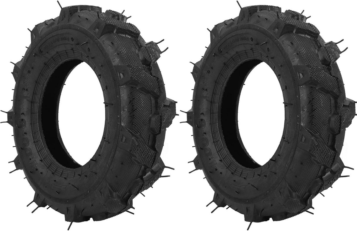 SnelShoppen - Set van 2 Tubeless Rubber Banden 4.00-8 voor Tractors, Grasmaaiers, Motoren, Sneeuwblazers - Anti-perforatie, Geschikt voor 8 inch Velge