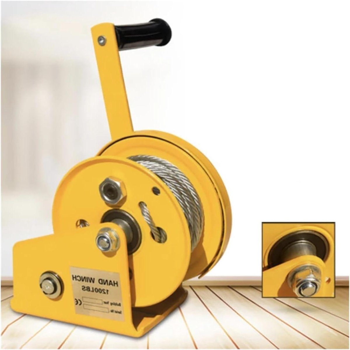 Handlier 1200 lbs - Takel Heflier - Boot Vastzetten - Zelfvergrendelend Systeem - 8 meter kabel - Zilverkleurig