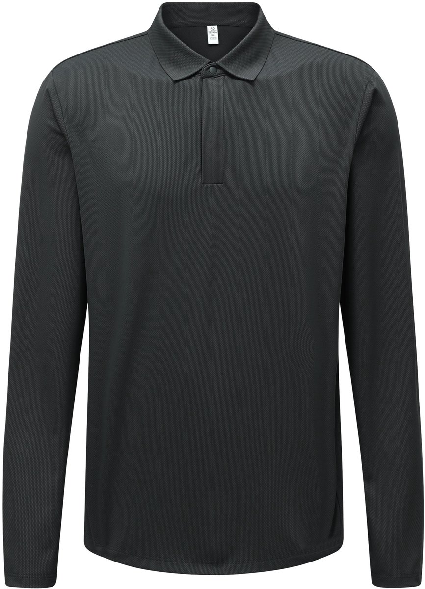 ALLTHEMEN Heren Casual 3D Een Knoop Lange Mouw Polo - L