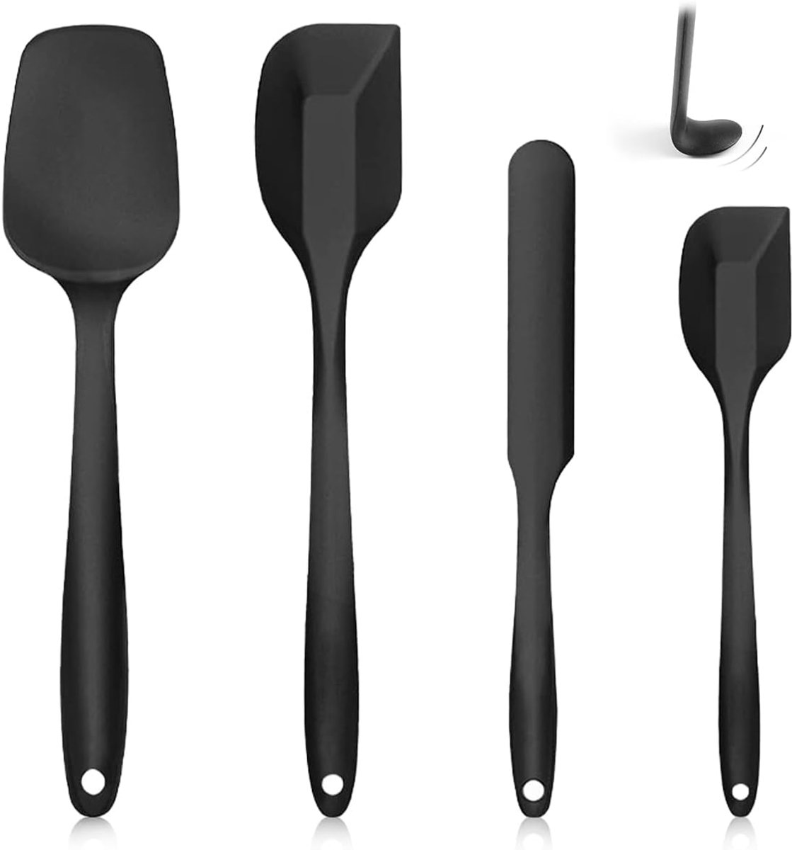 SnelShoppen - Set van 4 Siliconen Spatula's, 315°C Hittebestendig, Flexibele Deegschraper, Non-Stick Keukenhulpmiddelen, BPA-vrij, Voor Koken, Bakken,