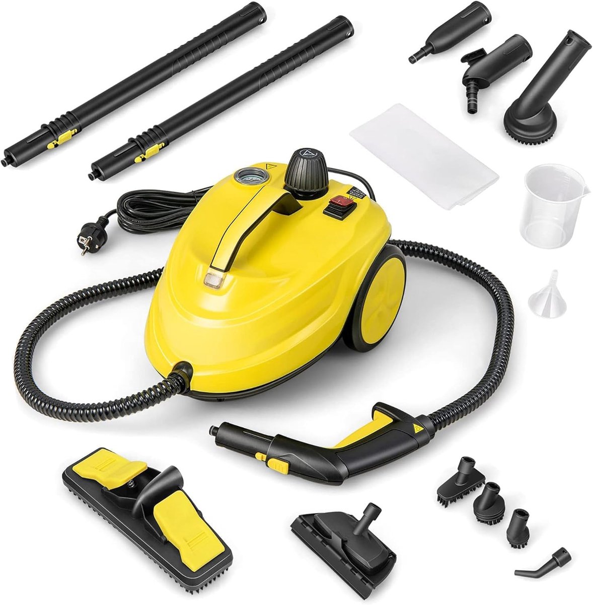 SnelShoppen - FANTASK 2000 W Stoomreiniger met 13 Accessoires, Max. 5 Bar Stoomdruk, Tot 160 °C, Tank van 1.8 L, Ideaal voor Keuken, Badkamer, en Auto