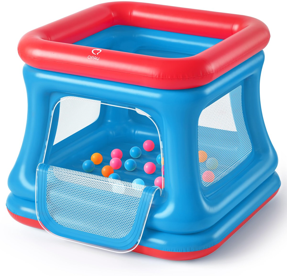 SnelShoppen - QPAU 3-in-1 Ballenbad en Trampoline voor Peuters - Opblaasbaar Springkasteel met Veiligheidsnet - Outdoorspeelgoed voor Kinderen van 1-3