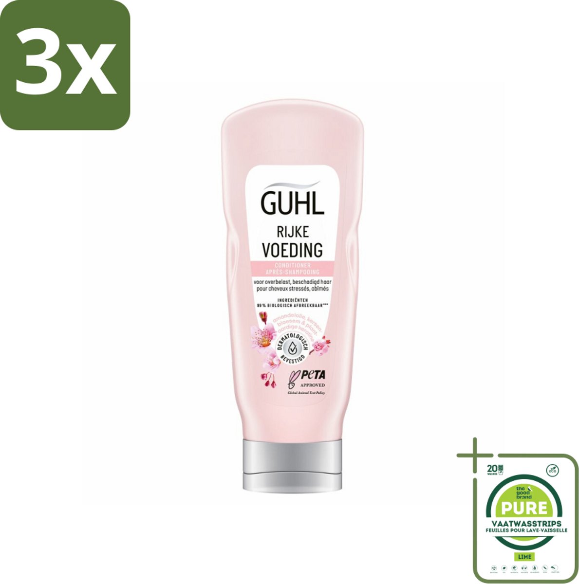 3 x Guhl - Conditioner - Rijke Voeding - 200 ml - Grootverpakking - Haar Conditioner - Droge Haren - Beschadigd Haar - Haar Herstel - Monoi Olie