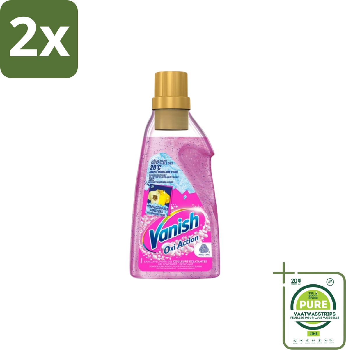Vanish - Vlekverwijderaar - Oxi Action Wasbooster Gel - Voor Gekleurde Was - 750 ml - Voordeelverpakking - 2 stuks - Vlekkenverwijderaar - Wasbooster