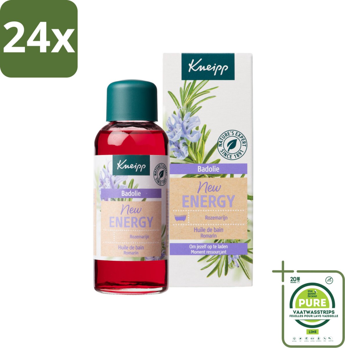 Kneipp - Badolie - Rozemarijn - Voor nieuwe energie - 100 ml - Voordeelverpakking - 24 stuks - Kneipp bad olie - Rozemarijn bad