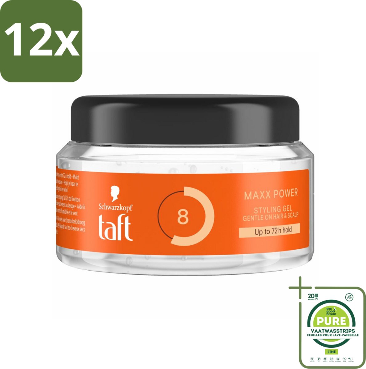 Taft - Maxx Power 8 - Styling Gel - Maximale controle - 250 ml - Voordeelverpakking - 12 stuks - Haargel - Taft