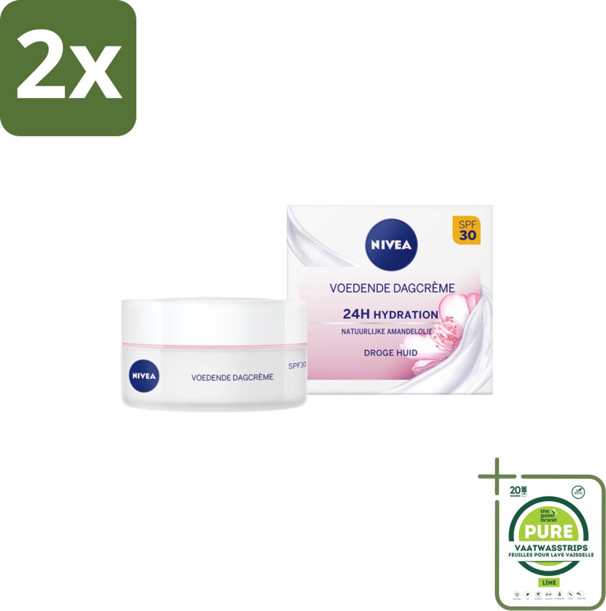 NIVEA - Essentials Dagcrème - Voedende Gezichtscrème - SPF 30 - Met Amandelolie & Sheaboter - Droge huid - 50 ml - Voordeelverpakking - 2 stuks - NIVEA dagcrème - Voeden dagcrème