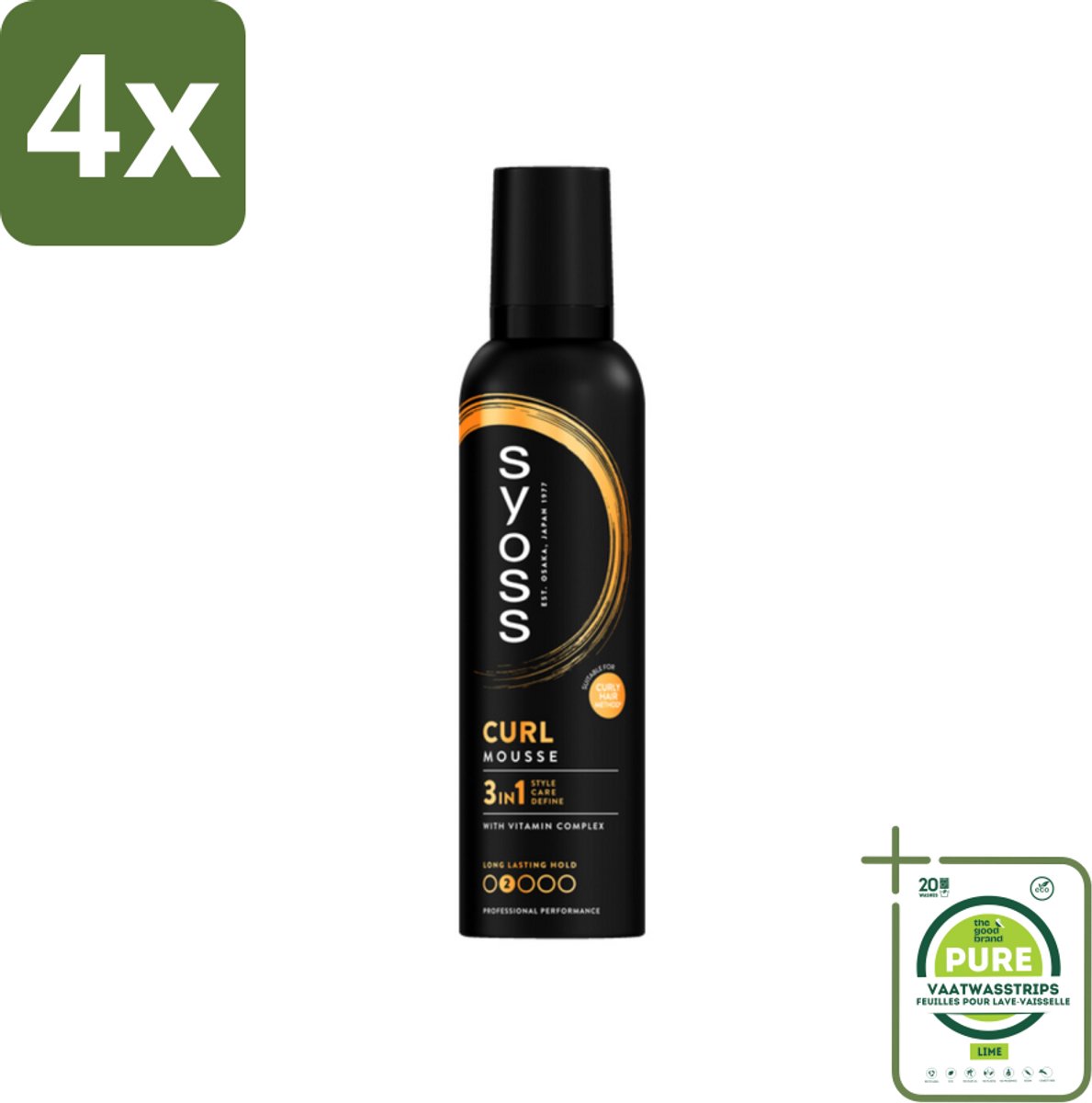 Syoss - Curl - Haarmousse - Anti-Pluis & Bounce - 250 ml - Voordeelverpakking - 4 stuks - Krullen mousse - Haar mousse