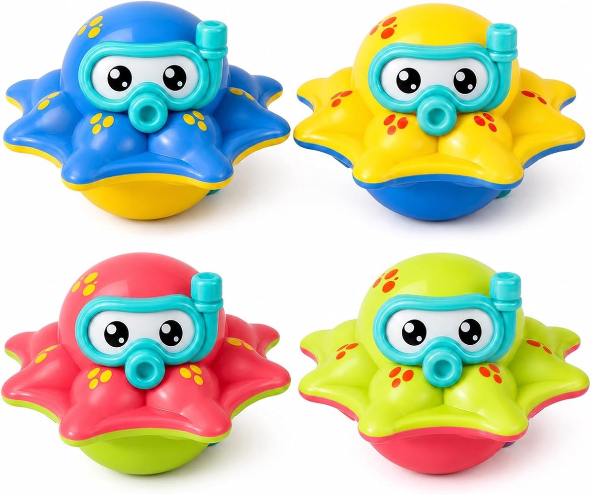 set van 4 waterspeelgoed, interactief zwemspeelgoed voor het kinderbadje (kwal), creatief speelgoed voor strand en badkuip, kleurrijke waterdieren voor waterplezier binnen en buiten