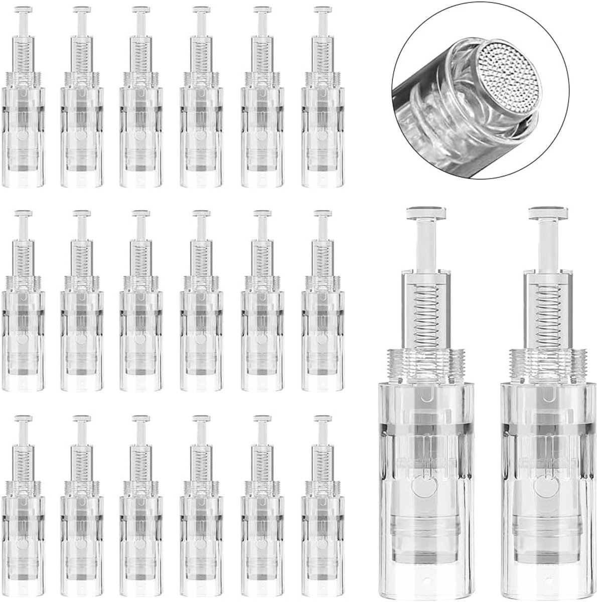 microneedling naalden 20 stuks, nano-pin-vervanging voor dermapen, micro nano-naalden, reserveonderdelen voor elektrische microneedling dermapen, schroefdraadsluiting, steriele