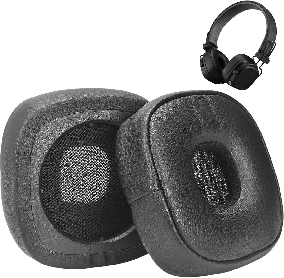 Vervangende oorkussens voor Bluetooth hoofdtelefoons met proteico-leer en geheugenschuim, 1 paar, zwart, ideaal voor comfort en geluidskwaliteit