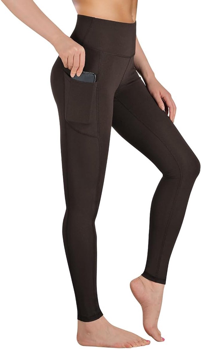 Dames Hoge Taille Sportbroek met Zakken Ondoorzichtige Gymlegging