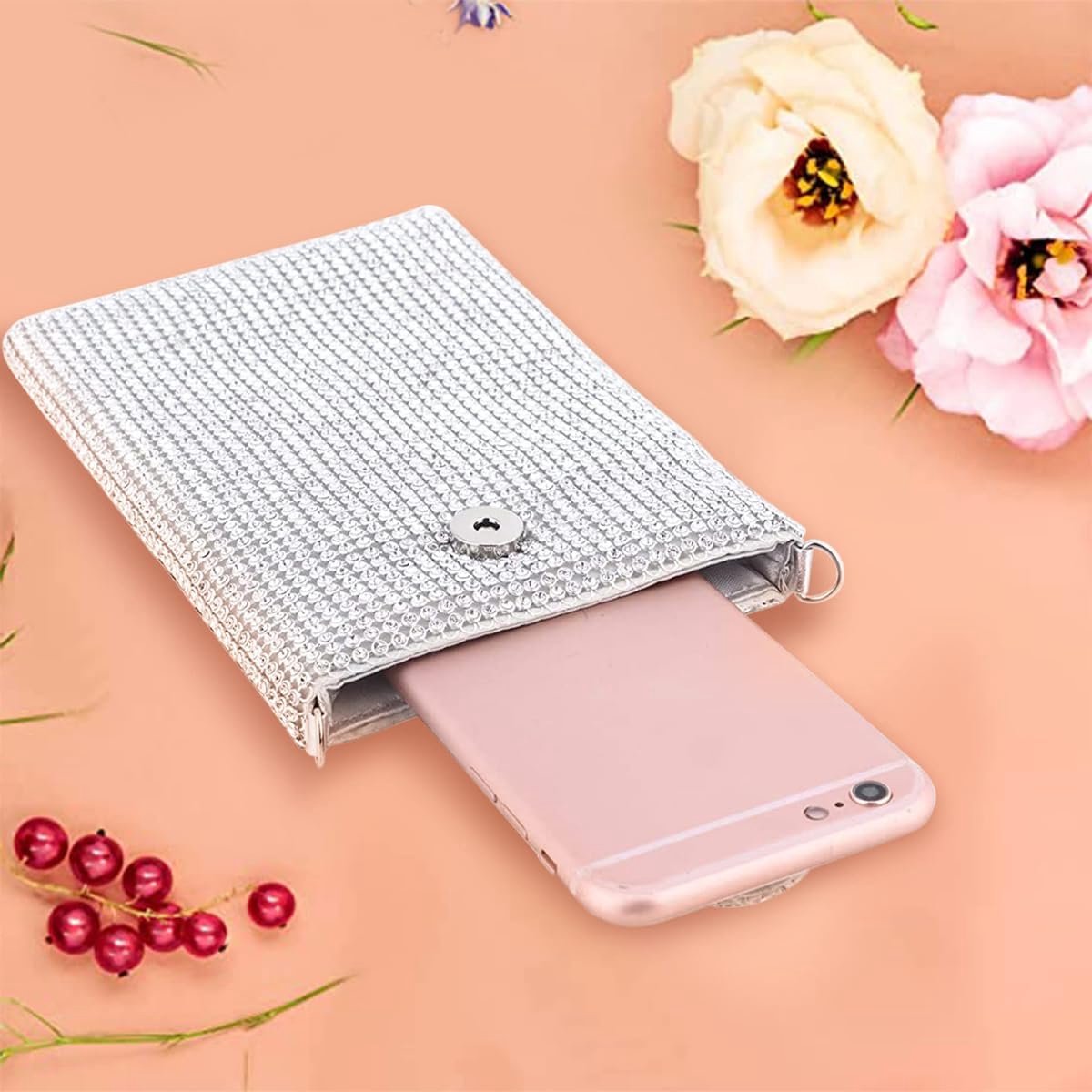 Mini Avond Handtassen Sprankelende Strass Portemonnees - Mobiele Telefoon Crossbody Tas, Cocktail Bruiloft Verloving Tas Vrouwen Metalen Mesh Crossbodybag