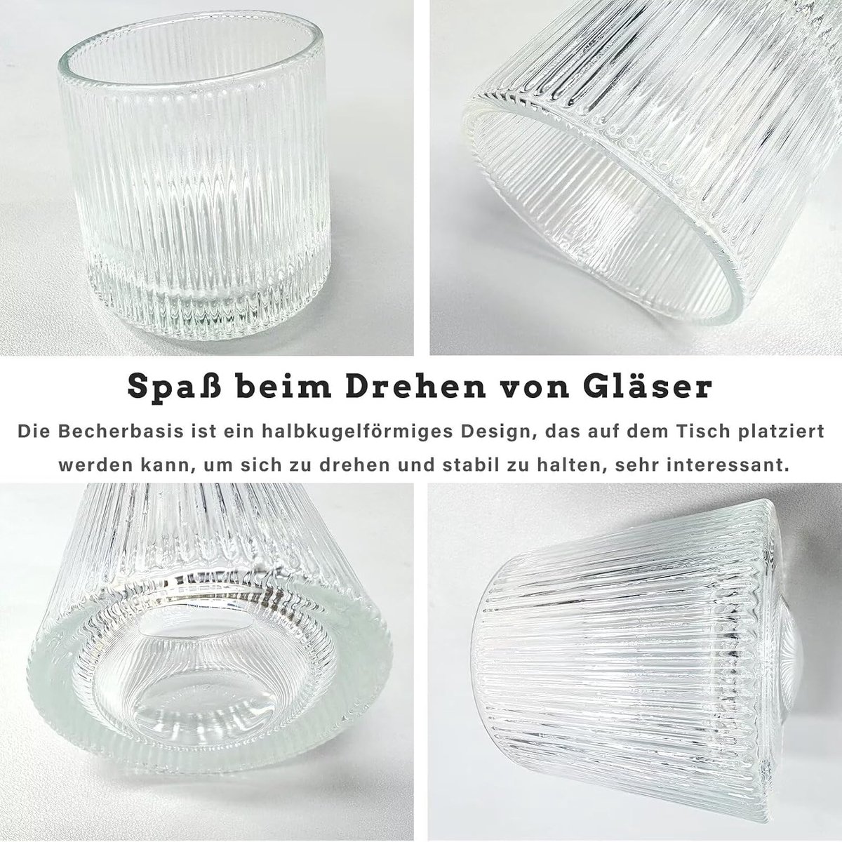 Home Draaibare glazen, set van 6, 150 ml, met halfronde basis, voor