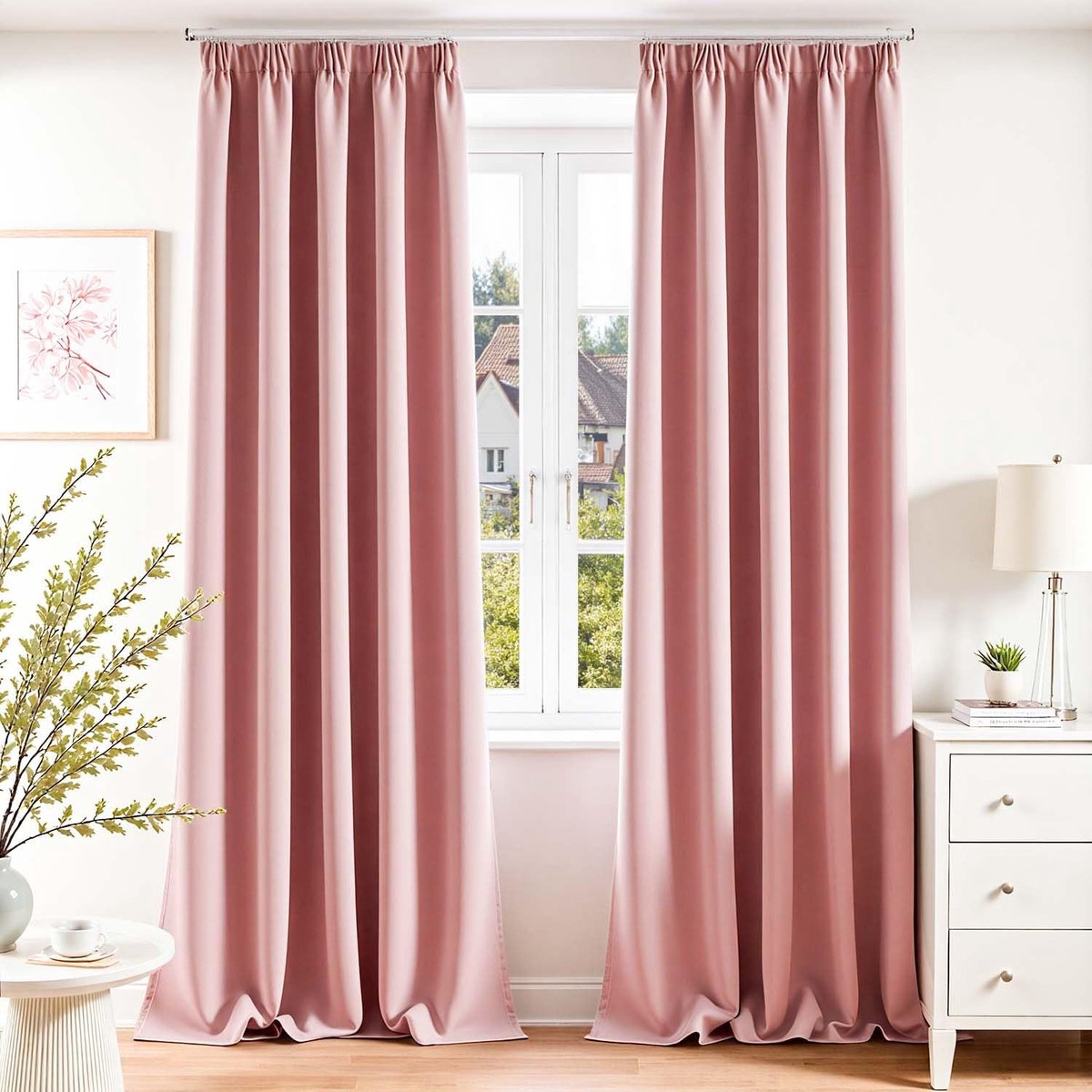 Gordijnen, ondoorzichtig, met plooiband, 245 x 140 cm, set van 2