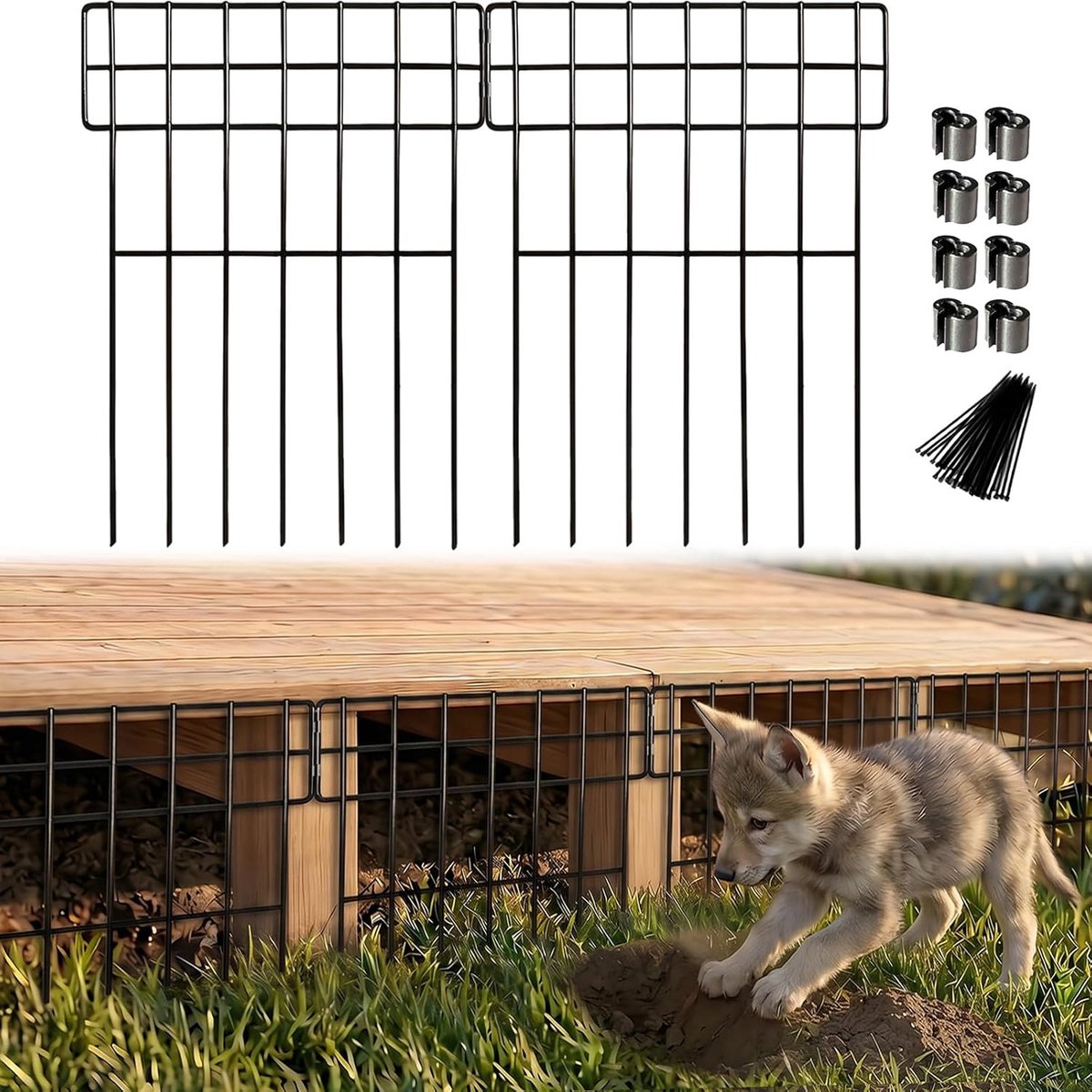 Dierenbarrière tuinhek van metaal, 25 panelen 43 x 33 cm, 8,25 m