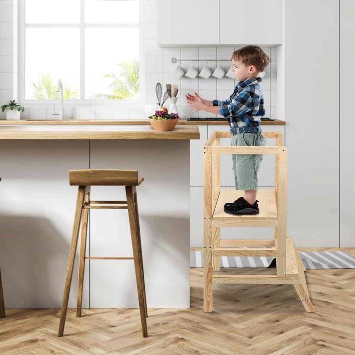 Montessori Observatietoren - Leertoren Kinderen - Kinderen Helpen - Bevordert Onafhankelijkheid - 90 x 52 x 39 cm - Natuurlijk Hout