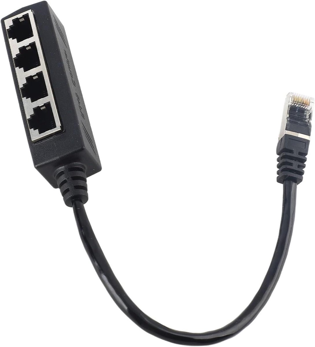 RJ45 Splitteradapter - Ethernet Adapter - Netwerk Uitbreiden - Vergulde Connectoren - 4 Poorten - Zwart