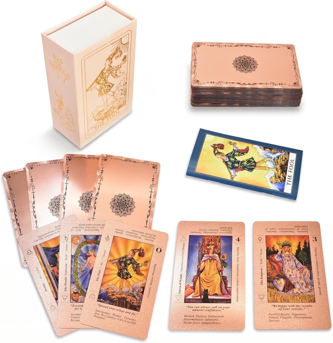 Tarotdeck - Waterdicht PVC - Roségouden Details - 78 Kaarten met Gids - Voor Beginners