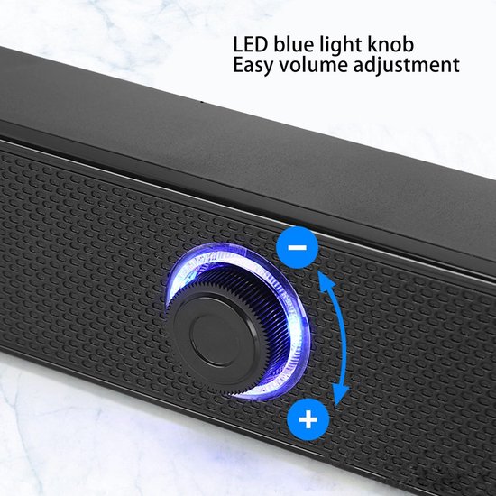 SnelShoppen - Bluetooth 5.0 Computer Soundbar, HiFi Stereo Desktop Luidspreker met 6 W Dual Full Range, AUX-aansluiting voor PC, Smartphone en Gaming — afbeelding 4
