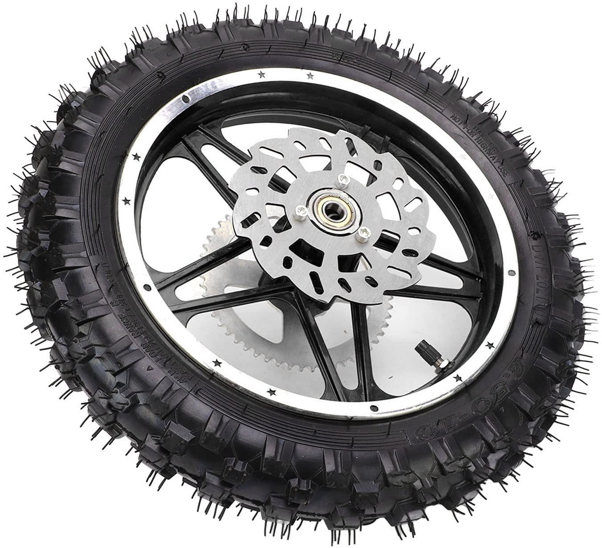 Omgoods- Achterwiel 28 Inch - Bandenmaat 2,5-10 - Rubber/Metaal - Slijtvast - Complete Montage - Geschikt voor 12 mm Asdiameter - Motorwiel