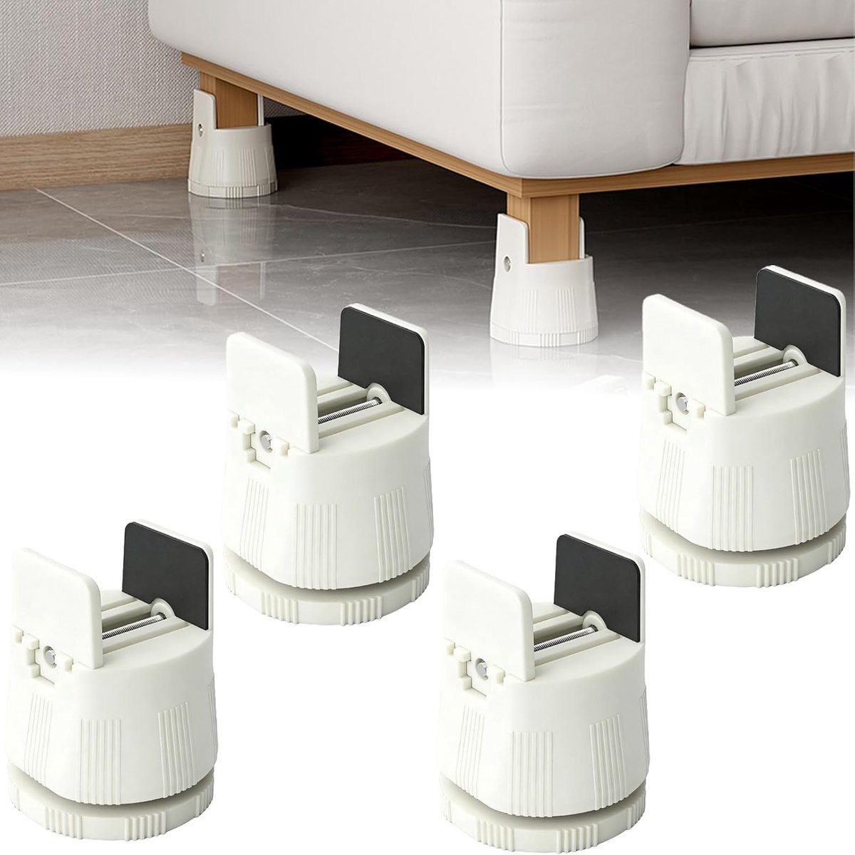 hoogte verstelbare meubelpoten, set van 4 stuks, met schroefklem, stabiele stoel-, tafel- en bedverhoging van 6-8 cm, veelzijdig voor 10-50 mm stoelpoten, bank, commode en meubels