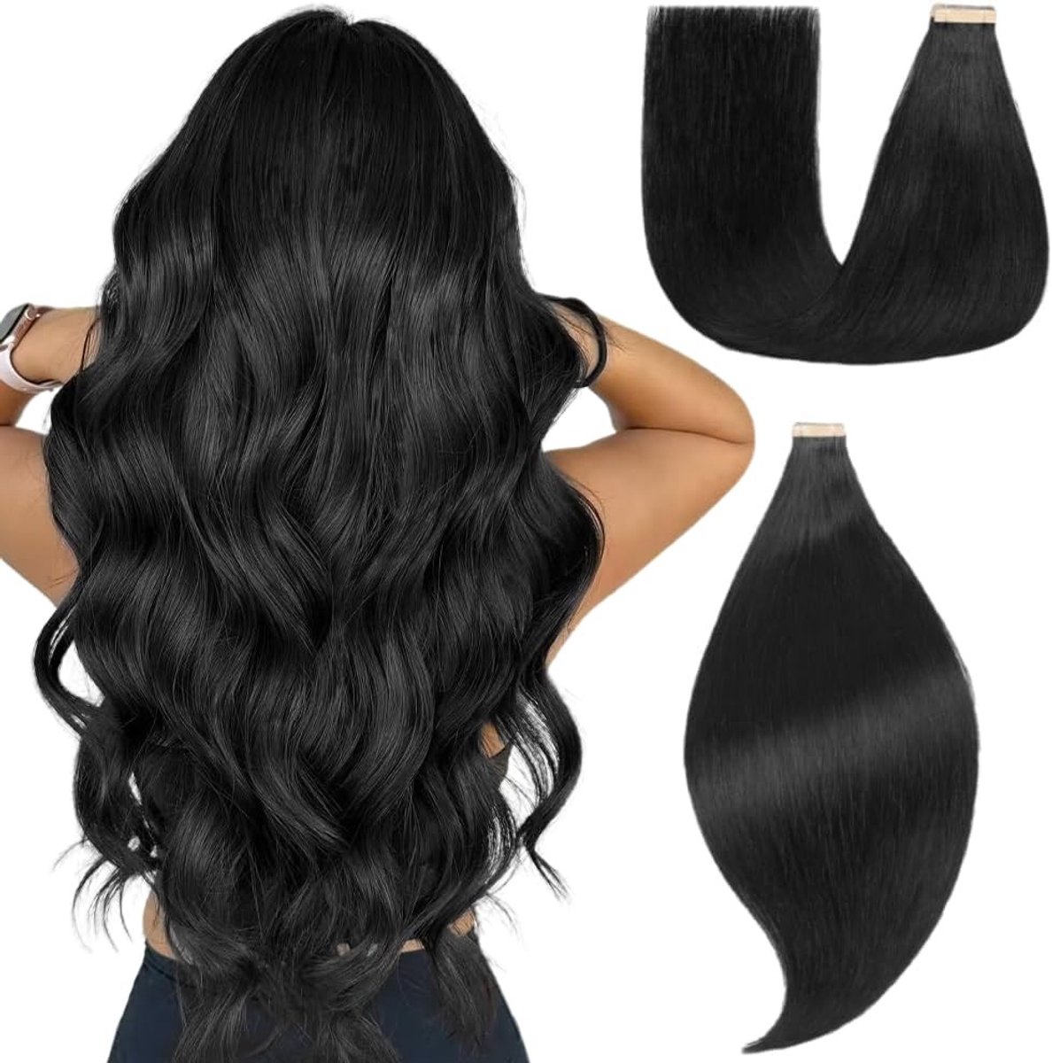 Omgoods - Tape-in Haar Extensions voor Mannen - 20 Stuks - 35cm - 40g - 1#