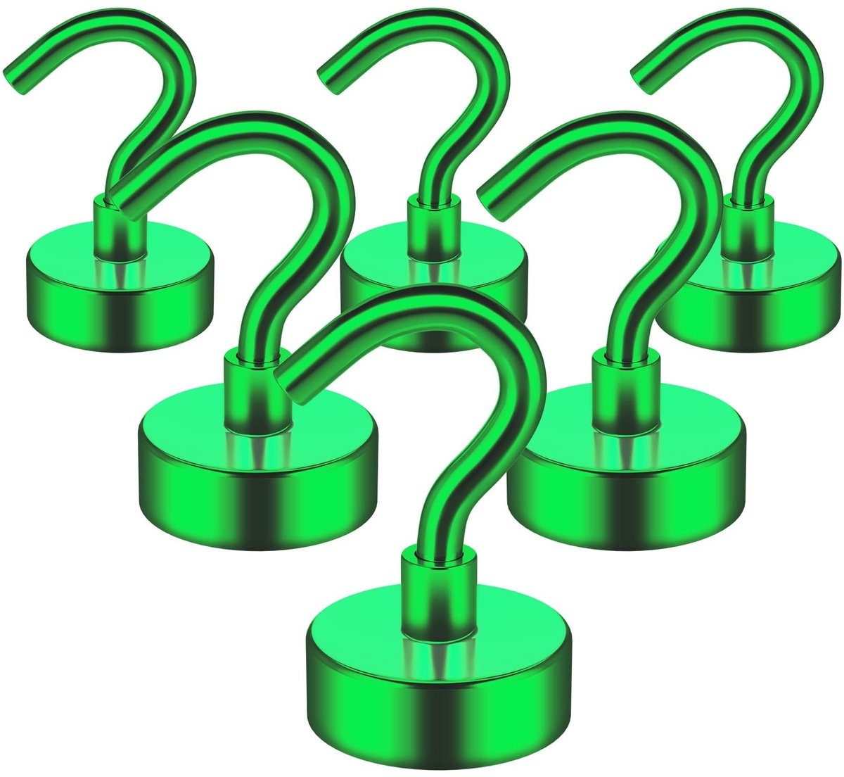Omgoods - Set van 6 Sterke Magnetische Haken - Tot 10 kg, Groen