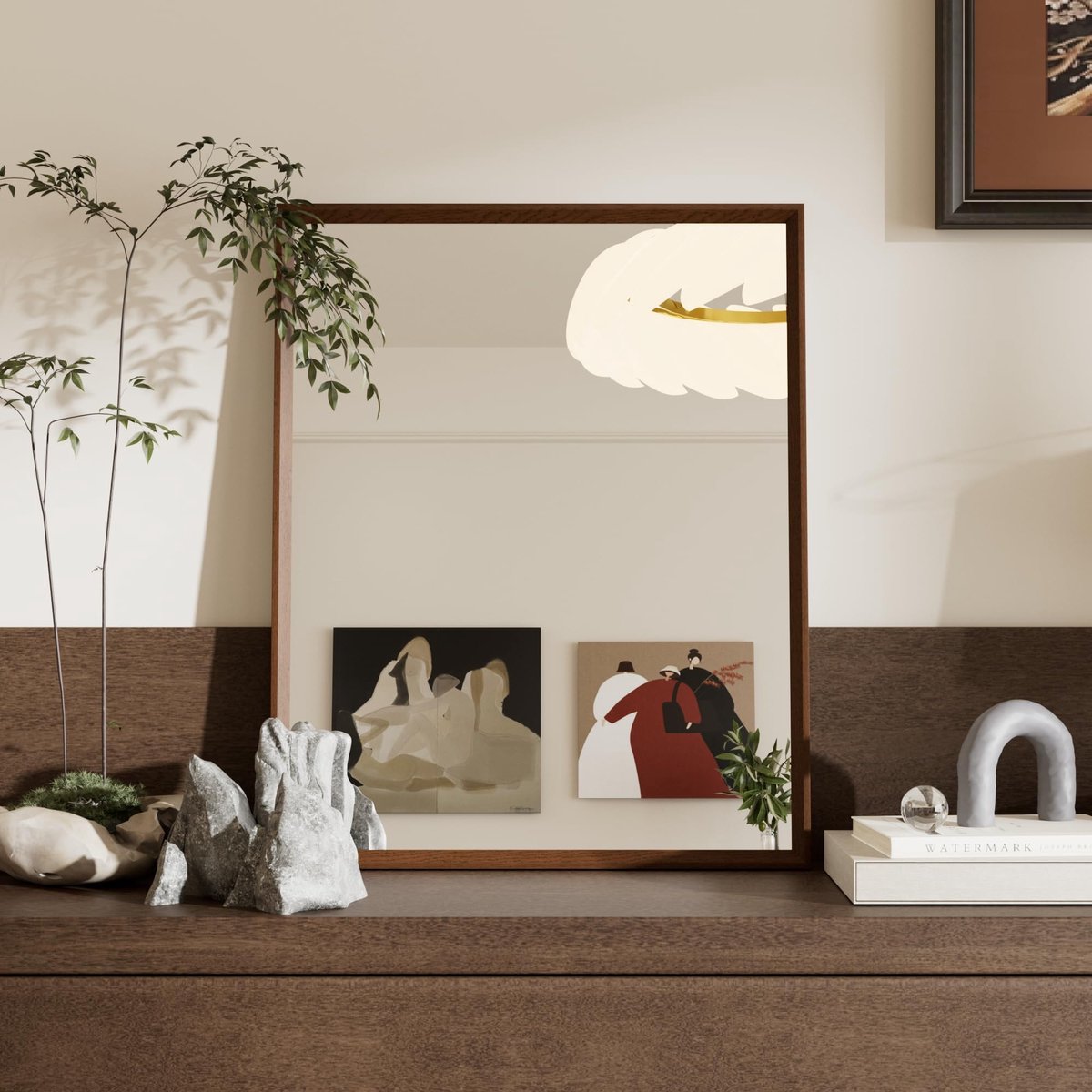 Omgoods - Rectangulaire Vintage Wandspiegel 40x50cm voor Badkamer en Slaapkamer