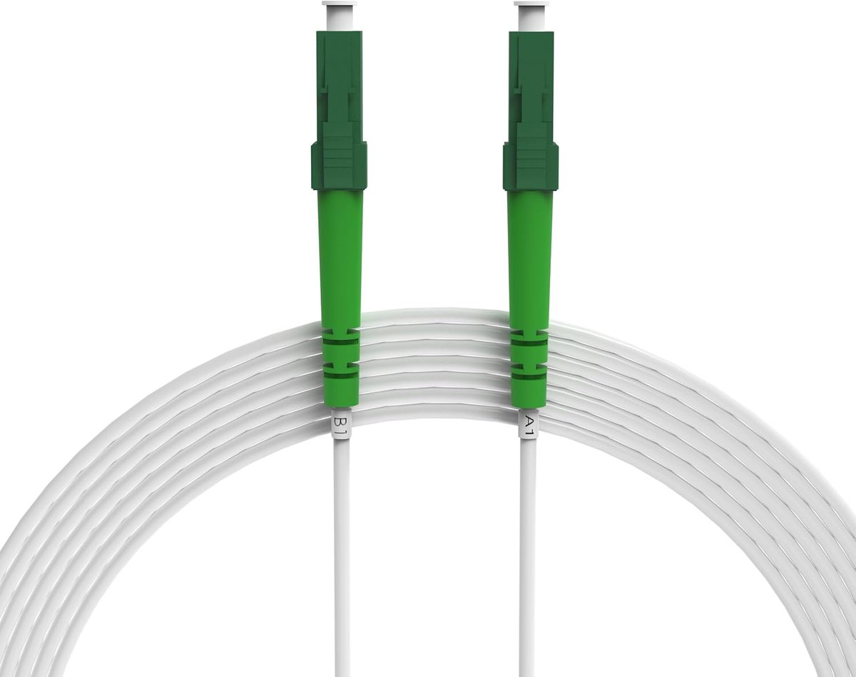 glasvezelkabel wit LC/APC naar LC/APC (50m) patchkabel | simplex singlemode FTTH glasvezel kabel LC/LC