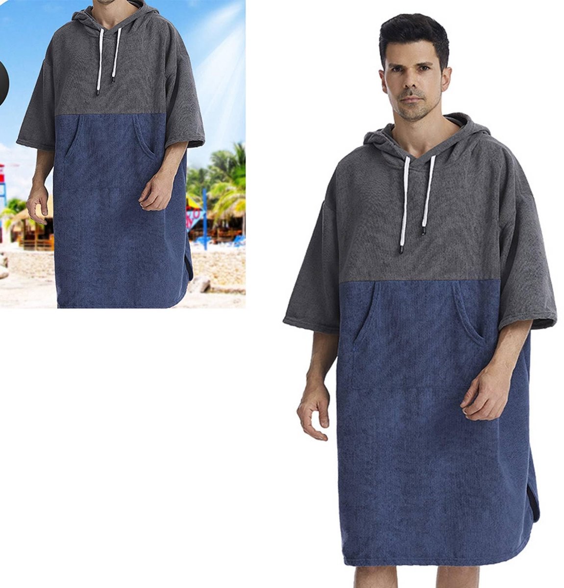 Omgoods - Sneldrogende Surf Poncho Towel voor Mannen en Vrouwen