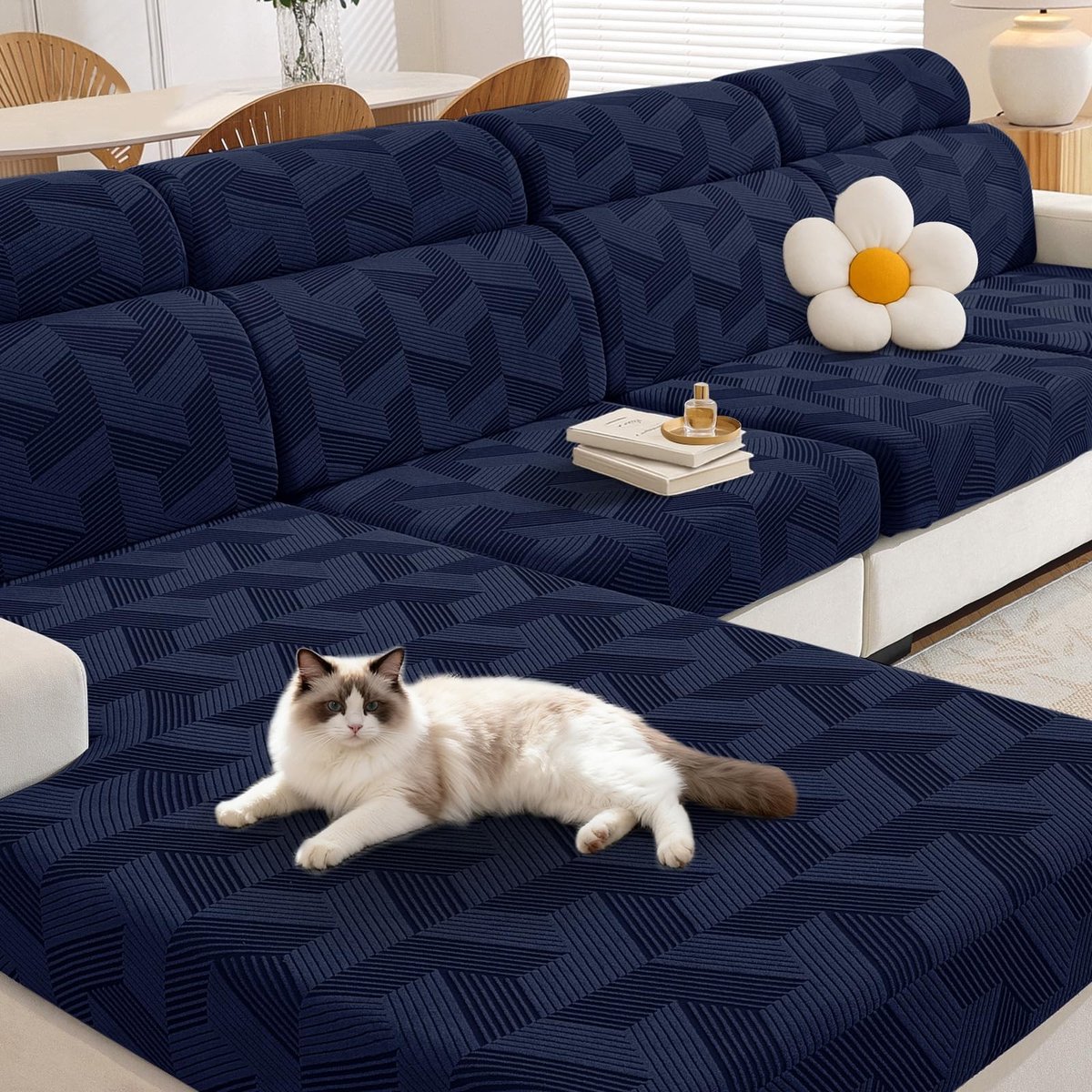 Omgoods - Universele Elastische Sofa Kussenhoezen - Donkerblauw