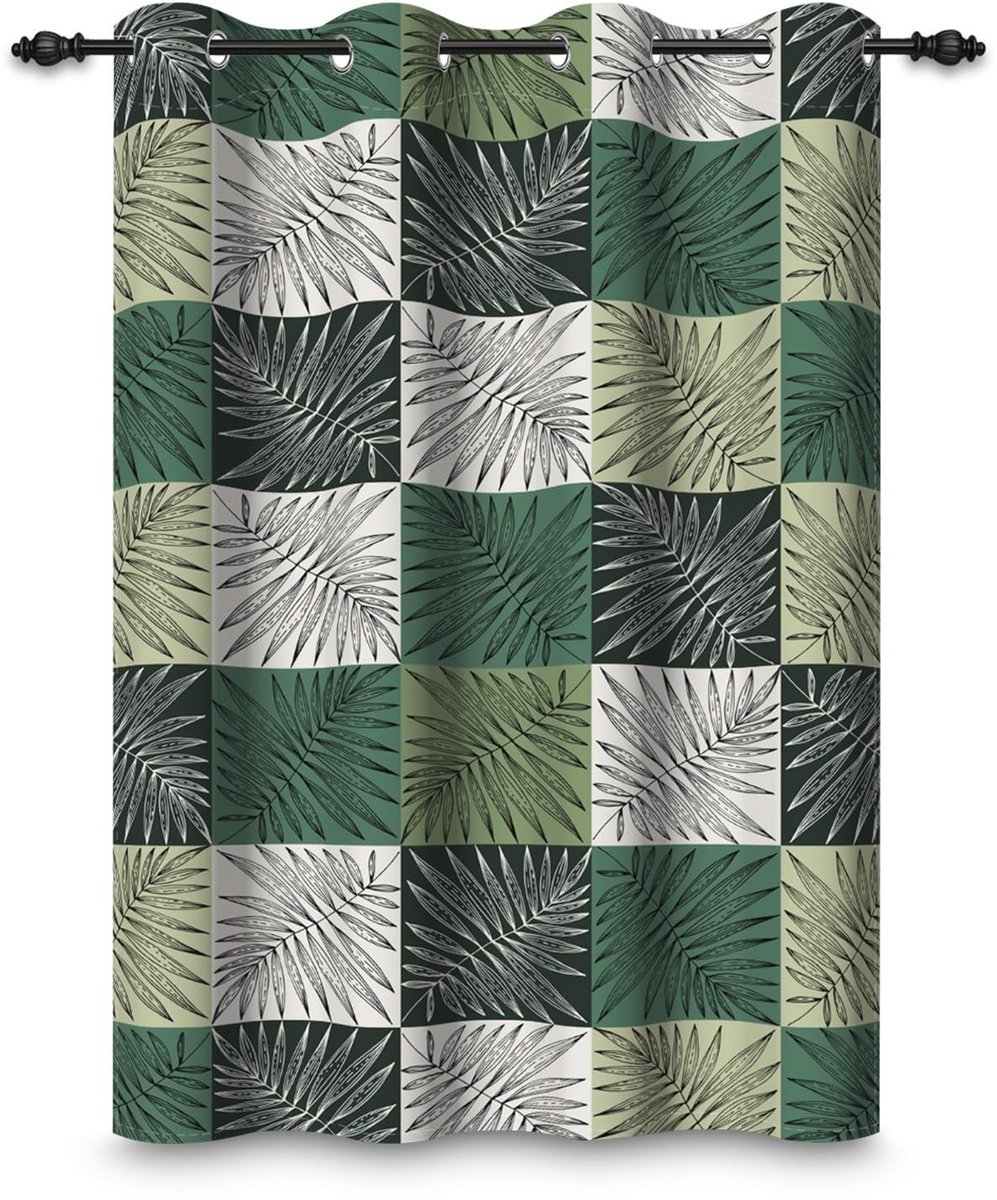 Omgoods - Gordijn met Bladeren - 117 x 183 cm Verduisterend en Geometrisch voor Woonkamer en Slaapkamer
