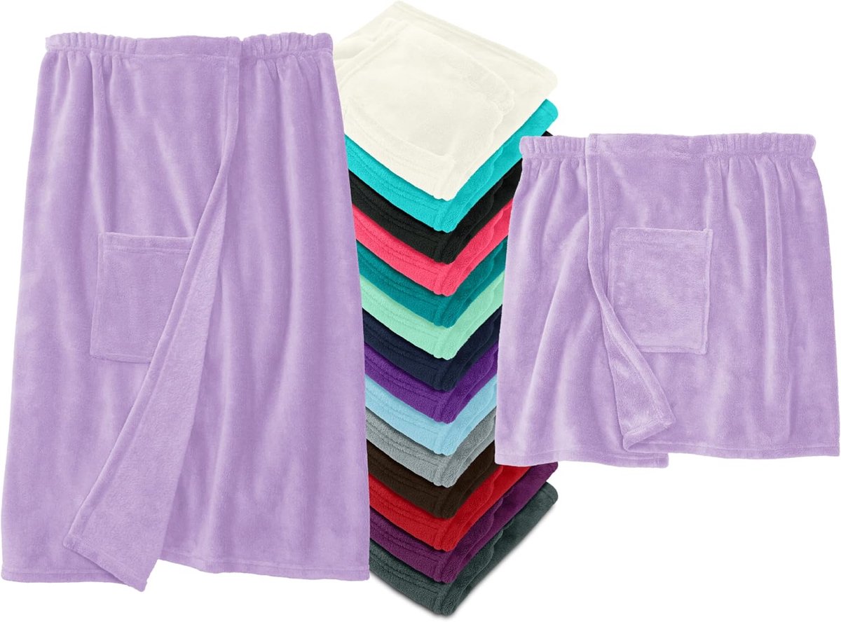 npluseins Sauna Kilt met klittenbandsluiting - dames en heren - knuffelfleece 777.991, dames S/M, lila