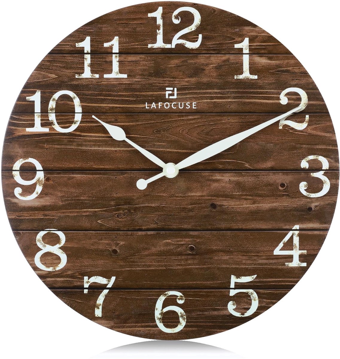 Omgoods - Houten Wandklok Vintage - Noiseless Retro Decoratie 30 cm Bruin