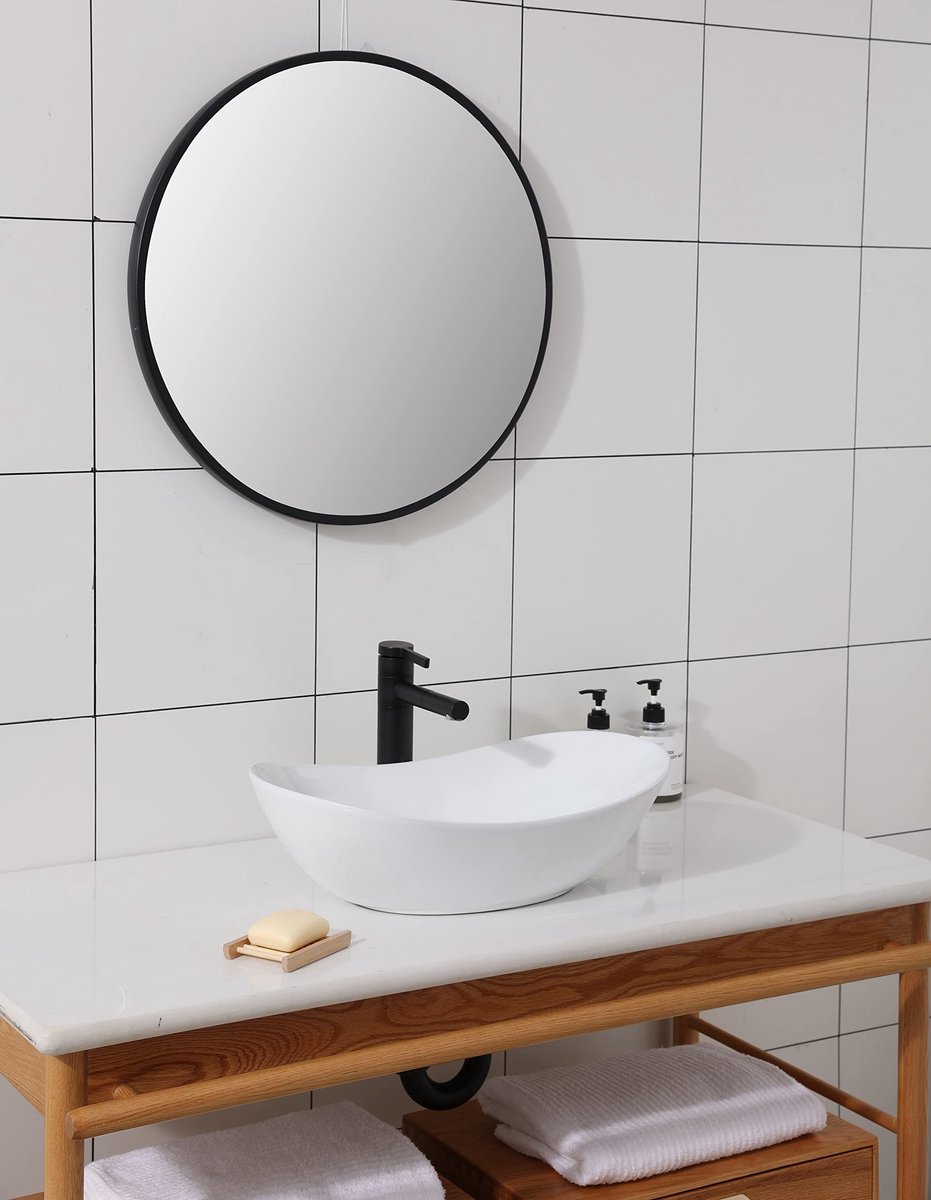 Omgoods - Elegante Waskom van Wit Keramiek - Ronde Ontwerp voor Badkamer