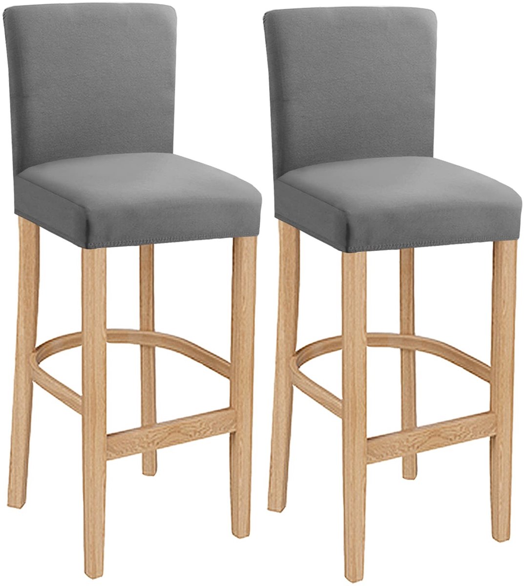 Omgoods - Barstoelhoezen, Stretch Wasbaar, 2 Stuks - Lichtgrijs