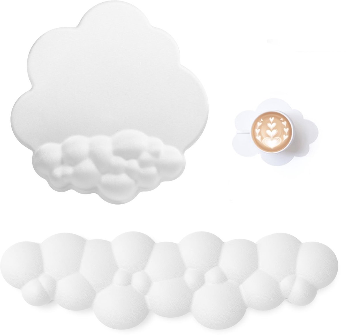 Omgoods - Ergonomische Cloud Wrist Rest en Muismat met Coaster - Wit