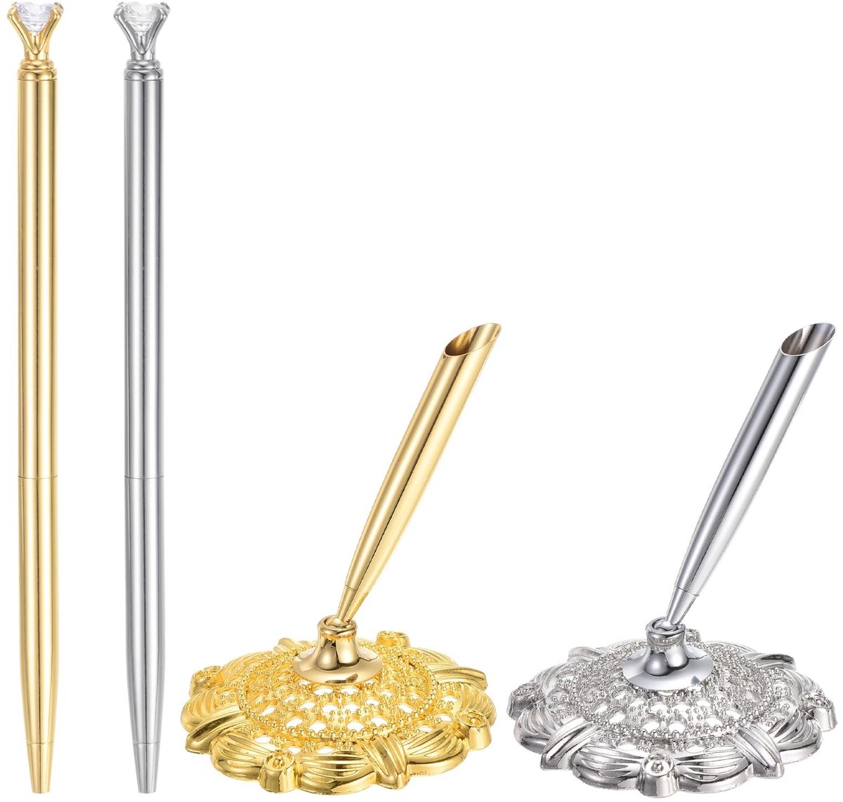 Omgoods - 2 Stuks Holle Ronde Pennenhouder - Signeerset met Kristallen Diamant
