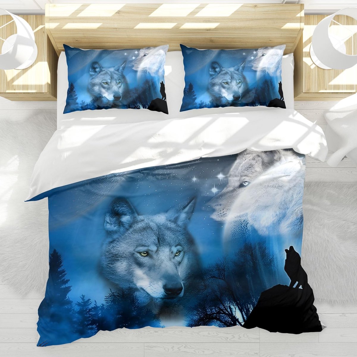 Omgoods - 3D Wolf Duvet Cover 200 x 200 cm voor Kinderen