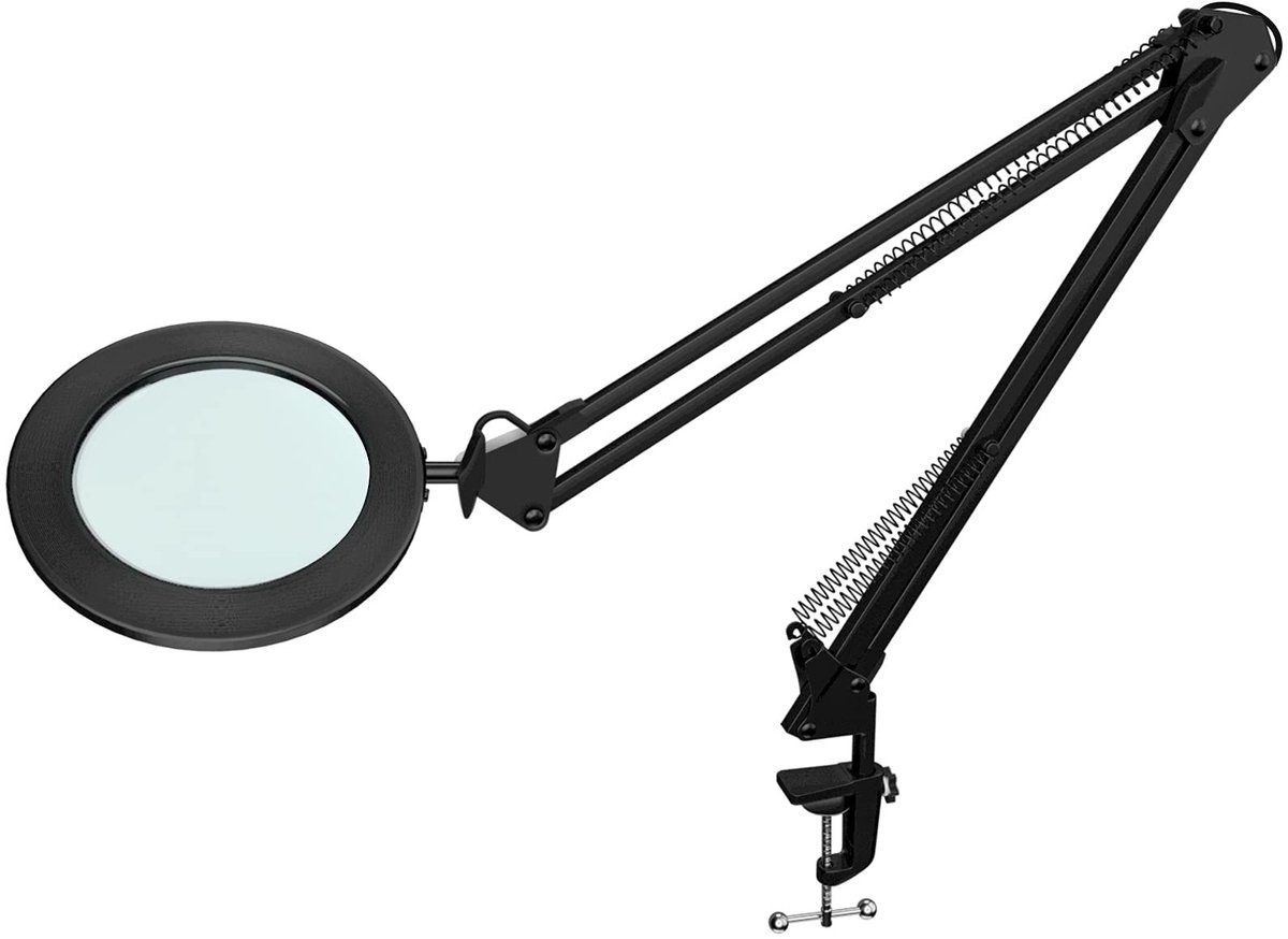 Omgoods - Vergrootlamp met 105mm Glazen Lens - 5-Diopter en 3 Kleurmodi