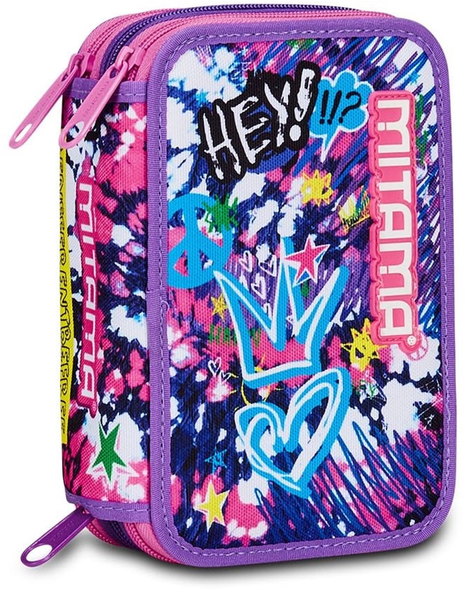Omgoods - Hey Dye Etui met 47 Stukken - Meisjes School Etui in Paars