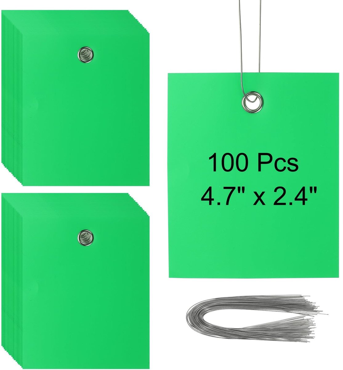 Omgoods - 100PCS Groene Plastic Verzending Labels met Draad - Waterproof Hangtags voor Luggage en Auto Onderdelen