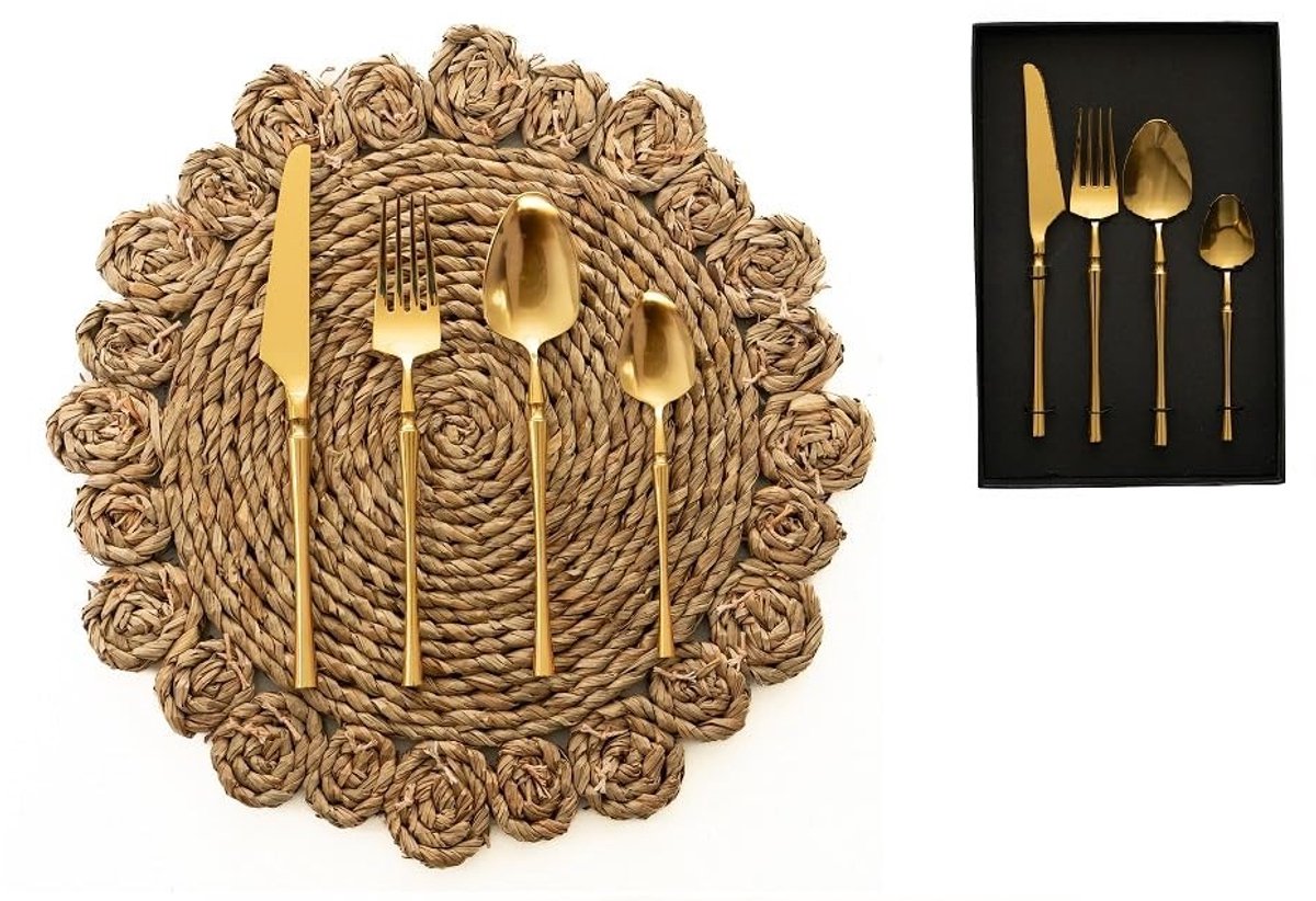 Omgoods - Set van 4 Gouden Bestek - Stijlvol en Duurzaam