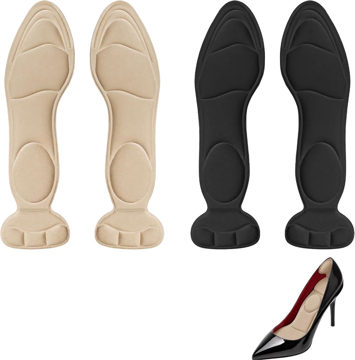 2 paar inlegzolen voor hoge hakken, inlegzolen dames hoge hak pads, onzichtbare zelfklevende inlegzolen, hielbescherming hielpads, maat 35-40