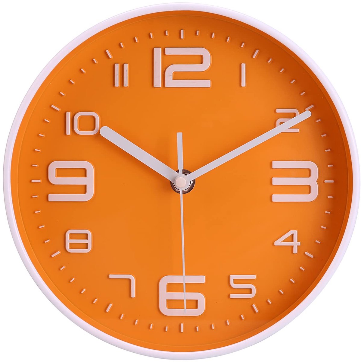 Omgoods - Wandklok met Grote Cijfers - Stille 8 Inch Decoratieve Klok voor Keuken en Kantoor - Oranje