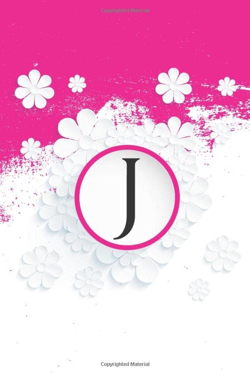 flower Journal, Monogram Letter J Blank Lined paper