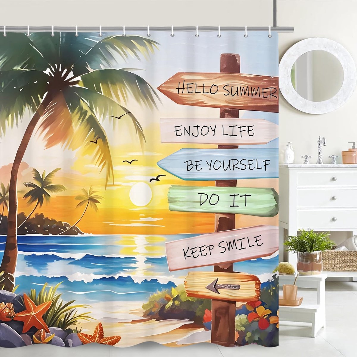 Omgoods - Tropisch Strand Douchegordijn 180 x 200 cm